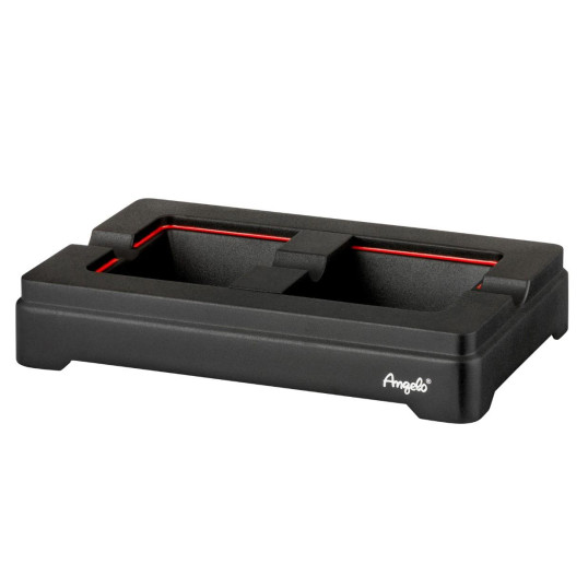 Angelo szivar hamutál alumínium színűre porfestett, matt fekete színben, piros díszcsíkkal, 2 szál szivarnak