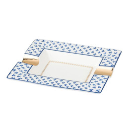 Angelo kerámia szivar hamutál kék levelekkel díszítve, 2 szál szivarnak