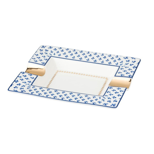 Angelo kerámia szivar hamutál kék levelekkel díszítve, 2 szál szivarnak