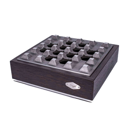 Angelo 4 szivaros szivar hamutál, fa és fém kivitelben – sötétszürke