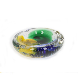 Angelo "Max Luftikus III" Üveg szivar hamutartó – zöld, kék és sárga árnyalatokkal 