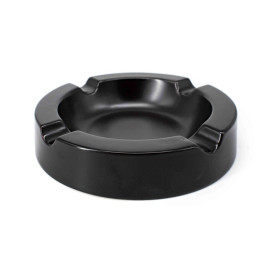 Angelo márkájú matt fekete, kerek formájú kerámia szivar hamutál, 4 szivar részére