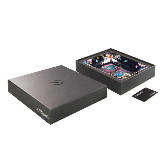 S.T. Dupont szivar hamutál Skull & Flowers mintával, 2 szál szivar számára- fekete