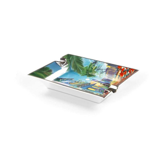 S.T. Dupont Cuba szivar hamutál, 2 szál szivarnak, havannai utca utcaképpel