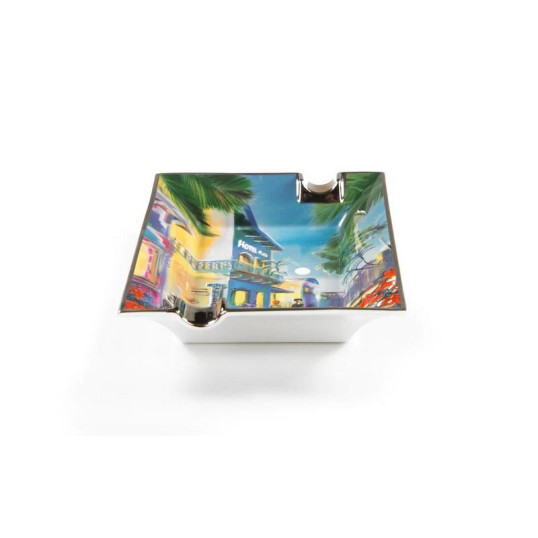 S.T. Dupont Cuba szivar hamutál, 2 szál szivarnak, havannai utca utcaképpel