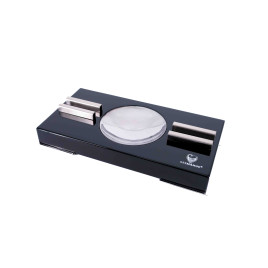 Germanus szivaros hamuzó 2 szál szivarnak, téglalap alakú, fekete és króm színű