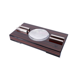 Germanus szivaros hamuzó 2 szál szivarnak, téglalap alakú, barna és króm színű