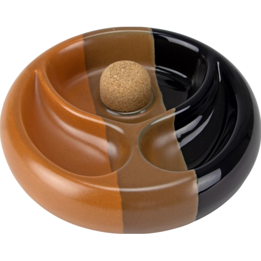 Trikolor színű kerámia pipa hamutál, 2 pipa számára