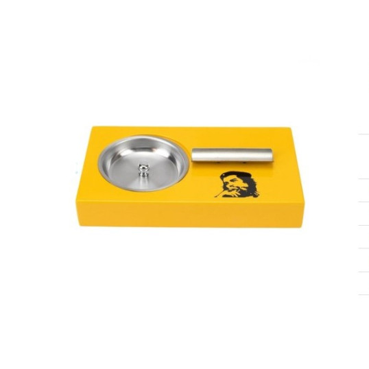 Szivaros hamutartó Che Guevara grafikával, fényes sárga színben, 1 szivar részére