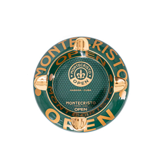 Montecristo Open zöld színű porcelán szivar hamutál 4 szivar részére - Arany színű Montecristo feliratokkal