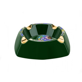 Lubinski kerámia szivar hamutál 4 szál szivar részére - Sötétzöld - oroszlán mintával