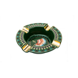 Lubinski kerámia szivar hamutál 4 szál szivar részére - Sötétzöld - indián fejdísz mintával