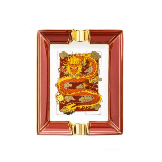 Lubinski porcelán szivar hamutál 2 szál szivar részére - Sárkány