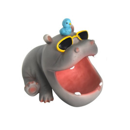 Happy Hippo polirezin hamutartó – napszemüveges víziló madárfigurával
