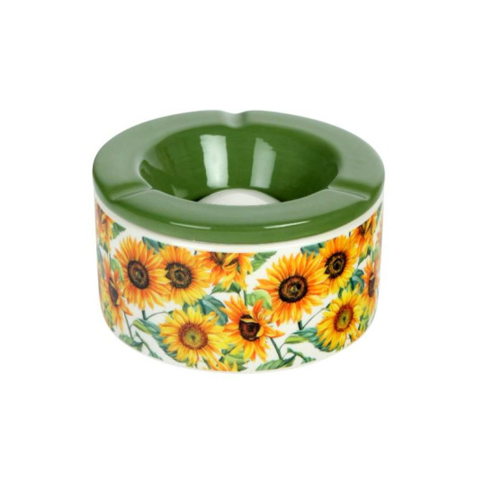 Közepes méretű kerámia hamutartó - Napraforgó mintákkal