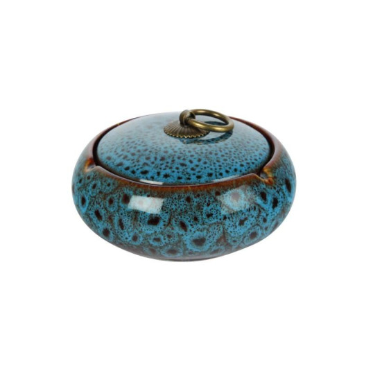 Közepes méretű kerámia hamutartó - Kék színű gyökérfa mintával