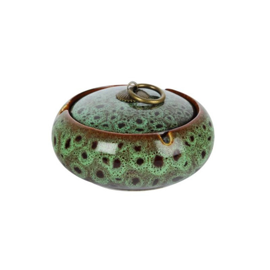 Közepes méretű kerámia hamutartó - Méregzöld színű gyökérfa mintával