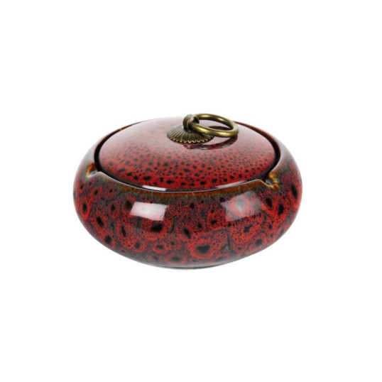 Közepes méretű kerámia hamutartó - Piros színű gyökérfa mintával