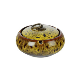 Közepes méretű kerámia hamutartó - Sárga színű gyökérfa mintával