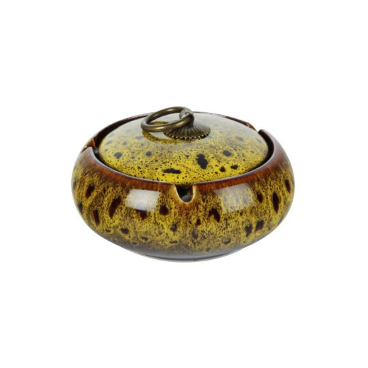 Közepes méretű kerámia hamutartó - Sárga színű gyökérfa mintával