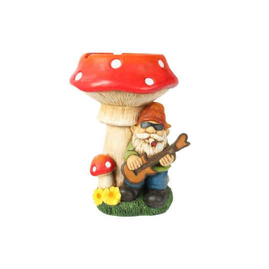 Nagyméretű polirezinből készült hamutartó - Gomba alatt gitározó törpét ábrázol