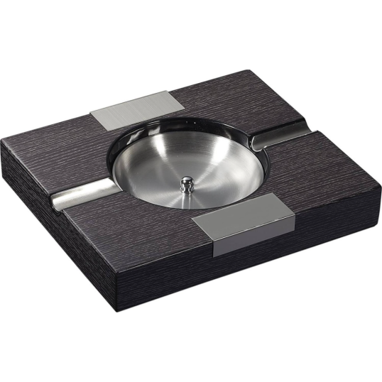 Szivaros hamuzó 2 szál szivarnak, nagy méretű, fekete freya tölgy  mintás kivehető fém betéttel