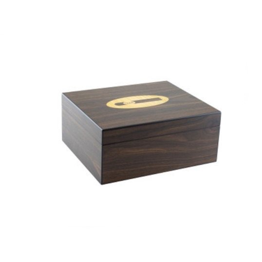 Faro humidor 30-40 szál szivar részére, cédrusfa belső, párásítóval, hygrométerrel, diófa színű