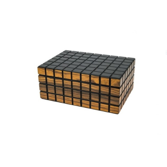 Passatore humidor digitális hygrometerrel, párásítóval, 30-40 szál szivarnak - bordázott fekete-ébenfa mintázatú