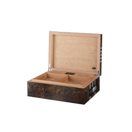 Angelo szivar doboz 50 szál szivar tárolására, spanyol cédrusfából - lakkozott barna ezüst csíkokkal 