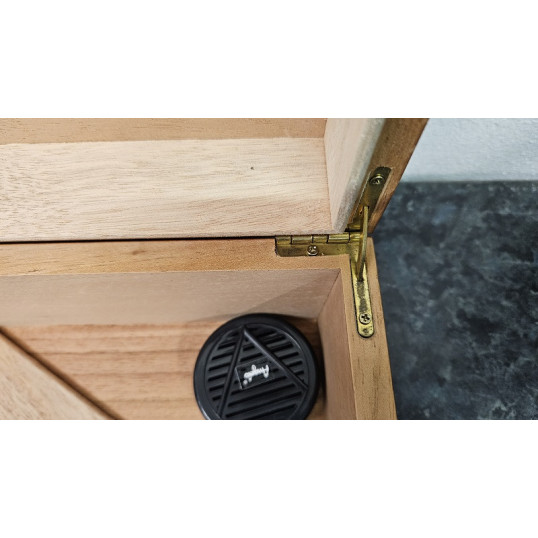 Angelo gyökérmintás humidor 40 szál szivar részére, cédrusfa belső, párásító, külső analóg hygrométer - OUTLET-2