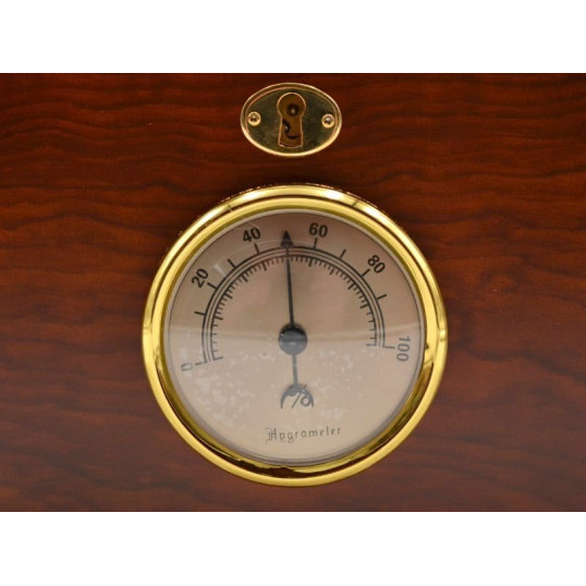 Angelo humidor 50–60 szivarhoz, mintás üvegtetős cédrusfa szivar tároló doboz külső hygrométerrel – barna