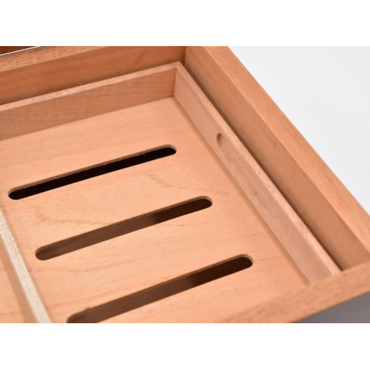 Angelo humidor 50–60 szivarhoz, mintás üvegtetős cédrusfa szivar tároló doboz külső hygrométerrel – barna