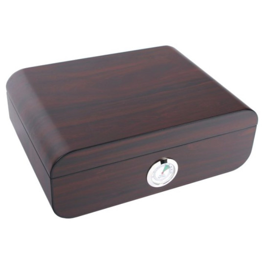 Humidor 50 szál szivar, cédrusfa szivar tároló doboz, párásítóval, külső hygrométerrel, barna - Angelo