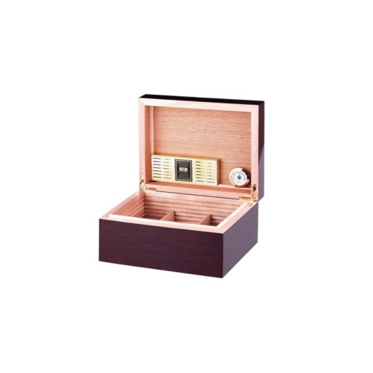 Angelo humidor 50-60 szál szivar részére vörösesbarna színű lakkozott szivar tároló doboz - Diófa borítás