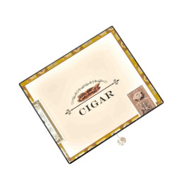 Humidor 35 szál szivar részére, Cigar mintás, lakkozott szivartartó doboz, kulccsal zárható, párásító és belső hygrometer - Angelo