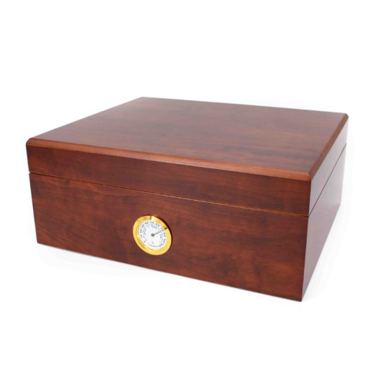 Angelo humidor 40 szál szivar részére, barna színű, cédrusfa belső, párásító, külső analóg hygrométerrel - OUTLET - 1