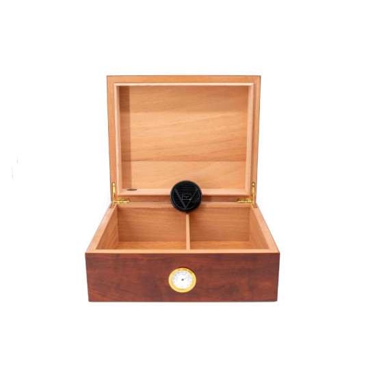Angelo humidor 40 szál szivar részére, barna színű, cédrusfa belső, párásító, külső analóg hygrométerrel - OUTLET - 1