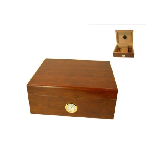 Angelo humidor 40 szál szivar részére, barna színű, cédrusfa belső, párásító, külső analóg hygrométerrel - OUTLET - 1