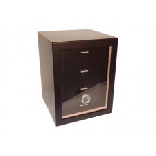 Humidor szekrény 80 szivar részére, fekete színű, 4 fiókkal, külső hygrometer, üveg ajtó - Angelo