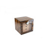 Faro humidor 60-90 szál szivar részére, üvegajtós, 4 fiókos, cédrusfa belső, párásítóval, analóg hygrométerrel, közép–sötét barna színű
