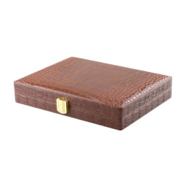 FARO krokodilmintás utazó humidor – 10 szálas - aranyszínű fém csattal