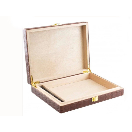 FARO krokodilmintás utazó humidor – 10 szálas - ezüst színű fém csattal