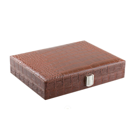 FARO krokodilmintás utazó humidor – 10 szálas - ezüst színű fém csattal