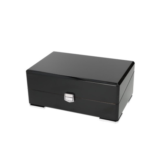 Magasfényű fekete színű humidor kb 15 szál szivar részére, cédrusfa szivartároló, párásítóval - Angelo