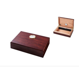 Angelo utazó humidor - cédrusfa szivartartó doboz, párásítóval és külső hygrométerrel, barna (16x11x4cm)