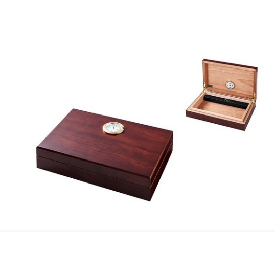 Angelo utazó humidor - cédrusfa szivartartó doboz, párásítóval és külső hygrométerrel, barna (16x11x4cm)