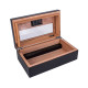 Utazó humidor - cédrusfa szivartartó doboz, párásítóval és külső digitális hygrométerrel, fekete (19x11cm)