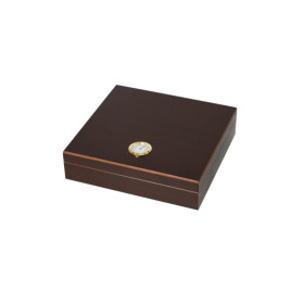 Kis méretű humidor - cédrusfa szivartartó doboz, párásítóval és külső hygrométerrel, barna 