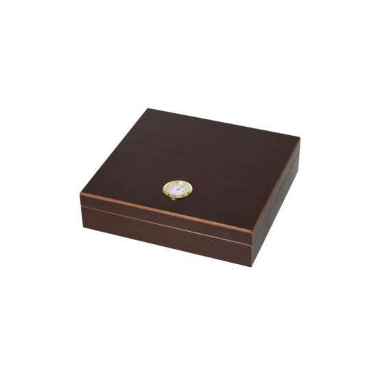 Kis méretű humidor - cédrusfa szivartartó doboz, párásítóval és külső hygrométerrel, barna 