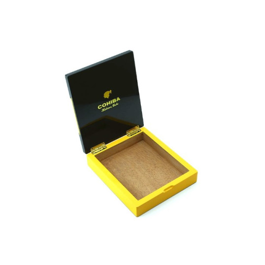 Cohiba cédrus fával bélelt utazó humidor 5-6 szál szivar részére-fekete és sárga